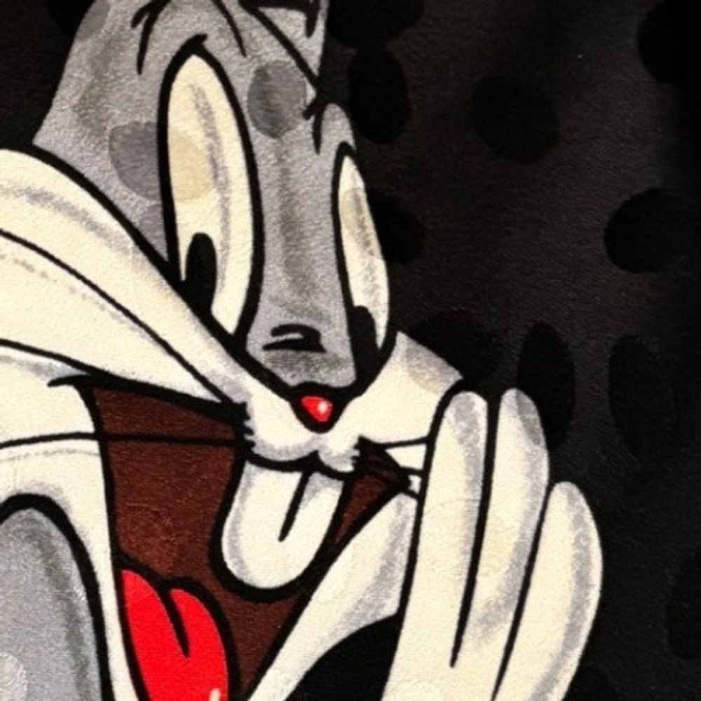 Vintage Looney Tunes Bugs Bunny Silk Necktie 1995 Warner Bros Black Polka Dot - Picture 7 of 7